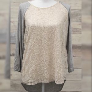 EUC market & spruce XL shirt w/ lace detail